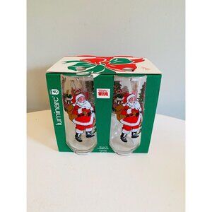 Vintage NOS Luminarc Christmas 16 oz Tumblers, Set of 4, Santa Claus Christmas